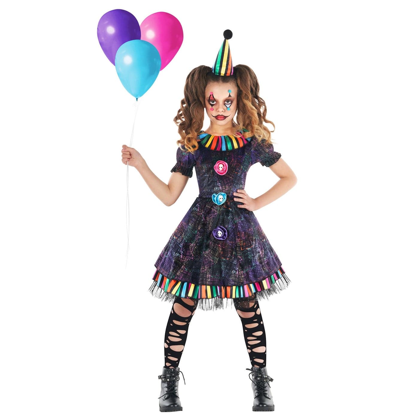 Morph Rainbow Creepy Clown Costume For Girls Scary Kids Clown Outfit For Halloween Fun Dress Up Party Costume 34 Years