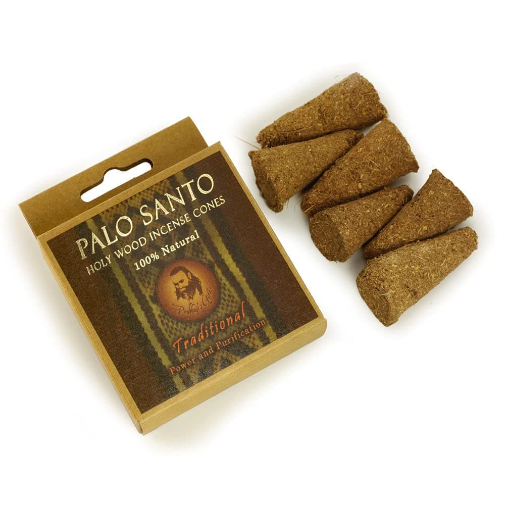 Prabhujis Gifts Palo Santo Incense Cones Traditional Handmade Natural Incense Cones Palo Santo Cones Spiritual Incense Holy Wood Incense Power Purification 6 Cones