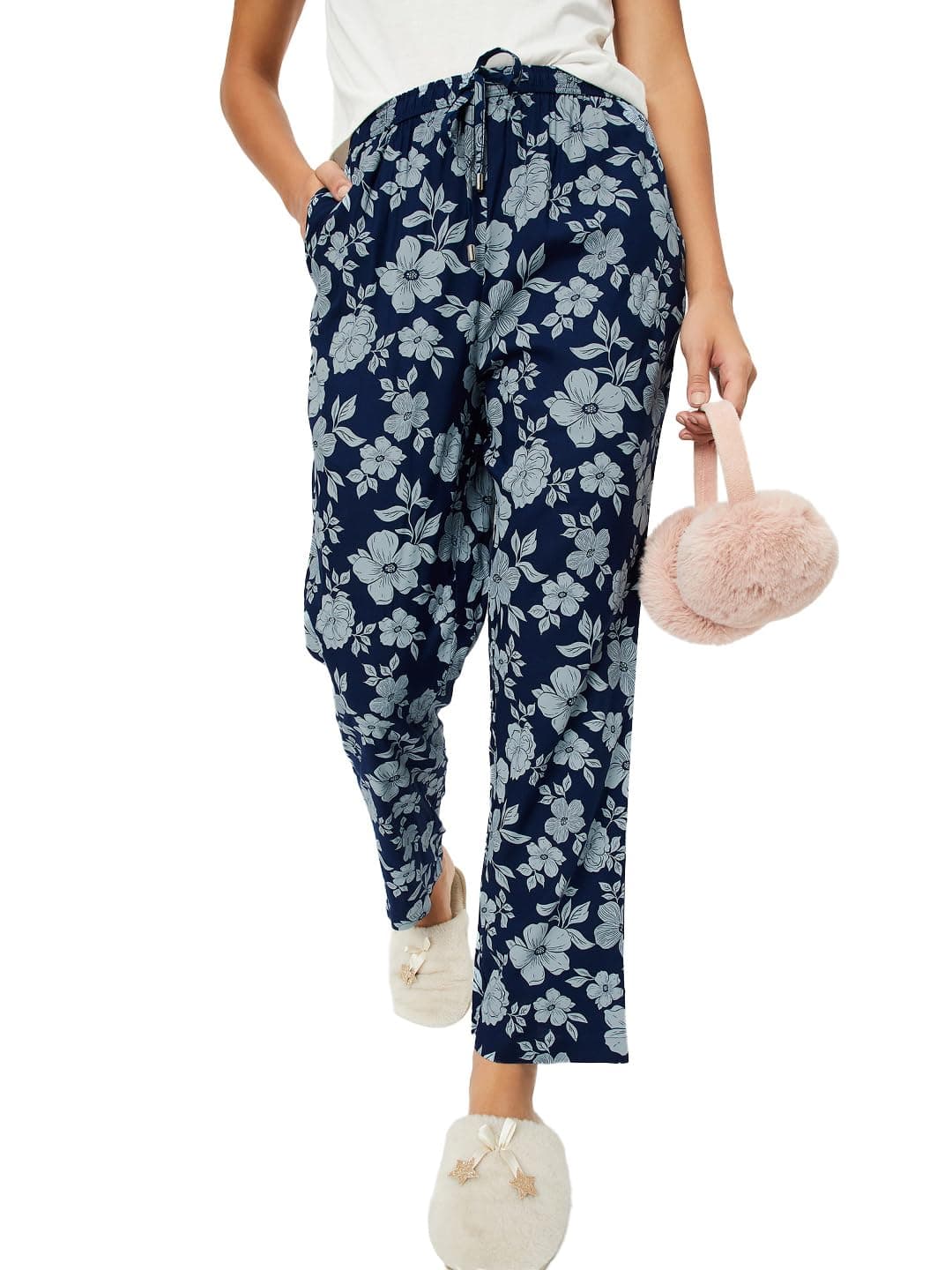 Max Women Floral Print Pyajamas(Blue_XXL)