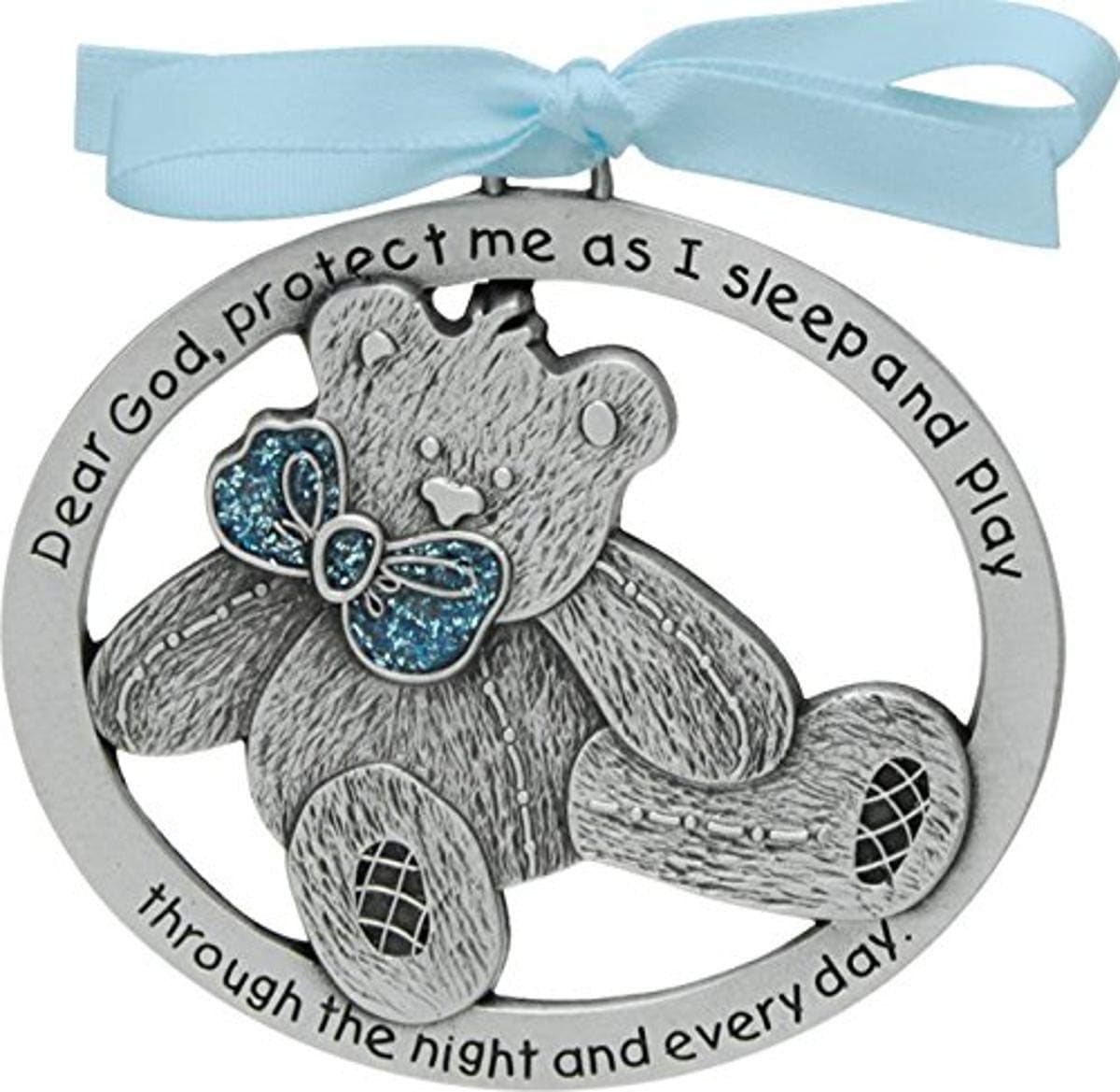 Cathedral Art CM17B Blue Teddy Bear Crib Medal 212 Inch by 2Inch
