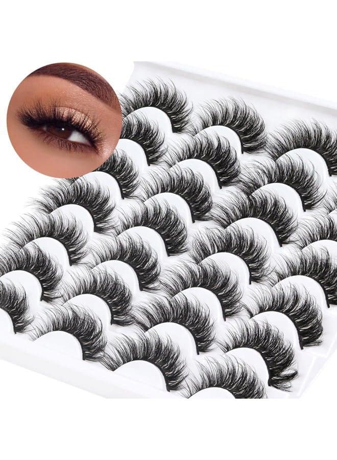 Lashes 14 Pairs Fluffy False Lashes Soft Handmade Fake Eyelashes Vegan Cat Eye Lashes that Like Lash Extensions (P01)