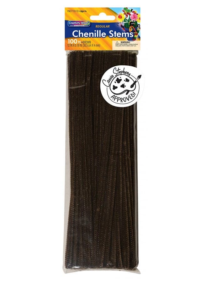 Creativity Street Chenille Stems/Pipe Cleaners 12 Inch x 4mm 100-Piece, Brown