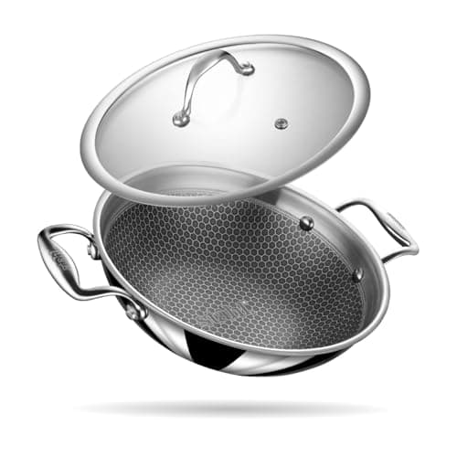 Stahl Artisan Hybrid 1.6 L, 20 cm Triply Non Stick Kadai with Lid, Stainless Steel Kadai for Cooking, Triply Kadhai Metal Spatula Friendly, Induction & Gas Stove Compatible