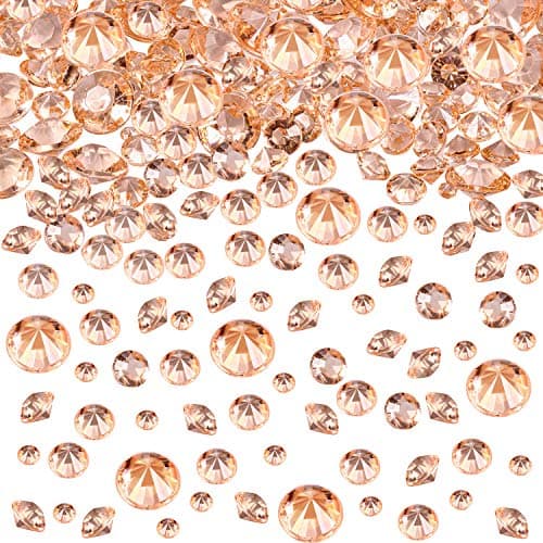 Hicarer 4000 Pieces Diamonds Crystals Acrylic Gems Wedding Table Scattering Gemstones Christmas Party Decorations Bridal Shower Masquerade Vase Fillers(Rose Gold,3 mm, 6 mm and 10 mm)