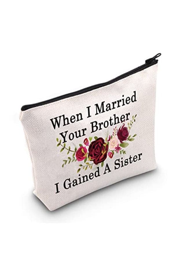 LEVLO Best Sister in law Gifts When I Married Your Brother I Gained A Sister Makeup Bags Grooms Sister Gifts Gained A Sister2