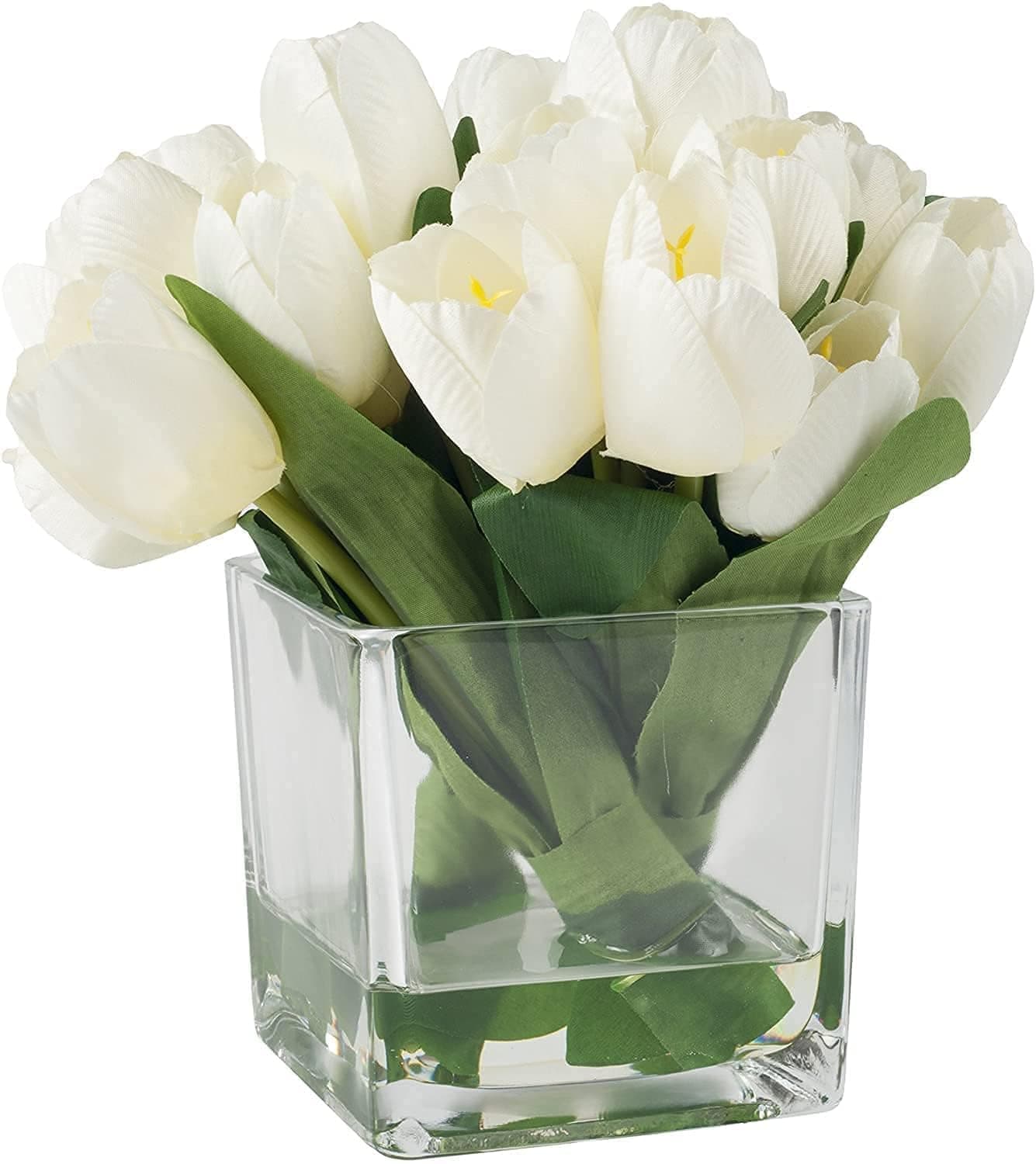 Craftfry Center Designer Glass Square Cube Glass Vase for Home Table Decor Clear Glass Vase (4x4) (Pack of 1)