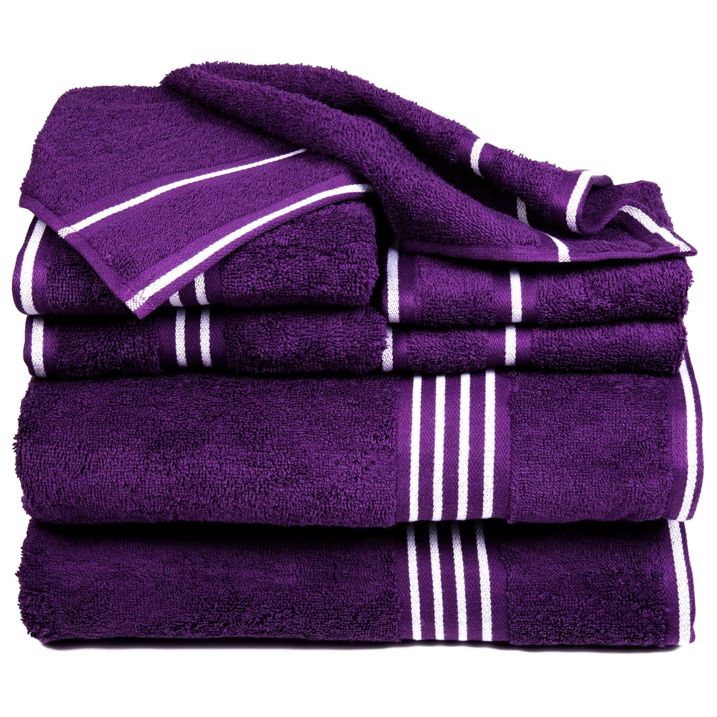 Lavish Home Rio 100 Cotton Towel Set Eggplant Medium 8 Piece