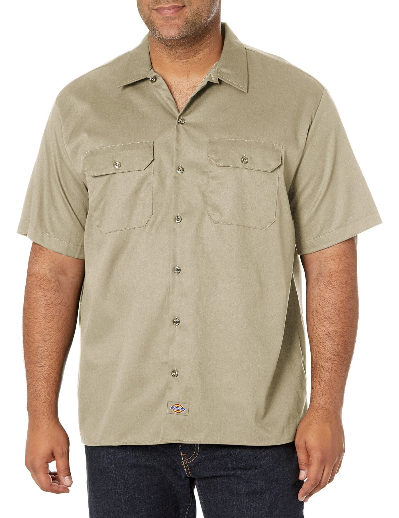 Dickies Men's Short Sleeve Flex Twill Work Shirt, Desert Sand, X-Large