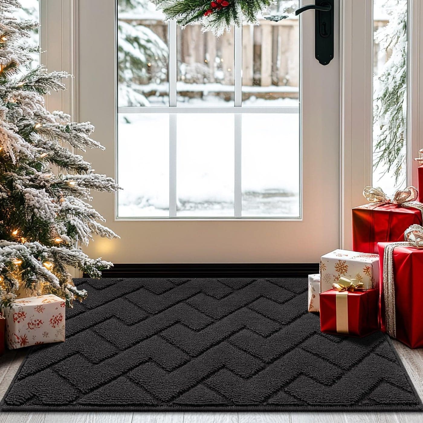 hicorfe Front Door Mat Indoor Entrance20x315 Absorbent Dirt Resist Welcome Door MatsStain and Fade ResistantNon Slip Backing Entry Mat Doormat for EntrywayCharcoal