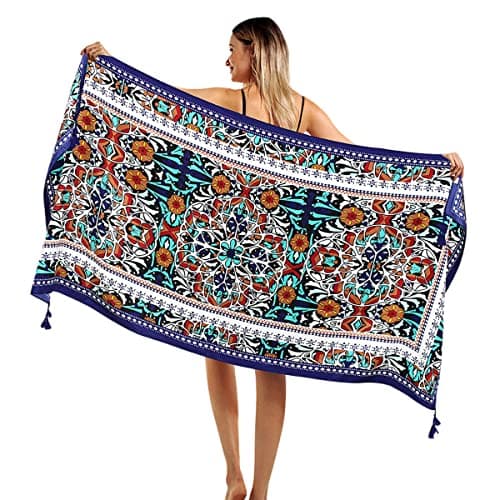 Venzina® Satin Scarf for Women Stylish Large Shawl Wraps For Evening Dresses, Soft Print Travel Silk-Feel Scarf, Multi-Use Sun Protection Exotic Beach Coverups - 180 * 90cm
