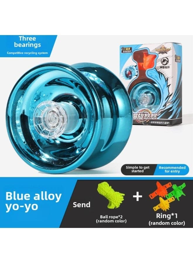 Luminous Walking Swing Yo-Yo for Kids - Automatic 3-Bearing Alloy Primary School Students Yo-Yo - Gradient Blue - Safe & Durable for Playtime