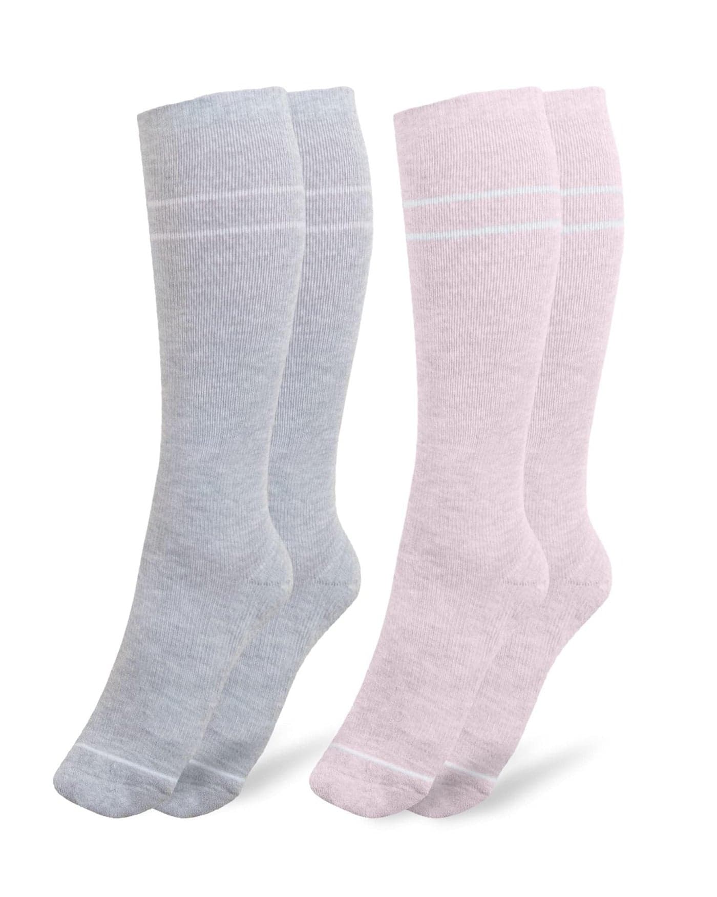 Premium Maternity Compression Socks (2-Pack) | Soft Pink & Grey Heather