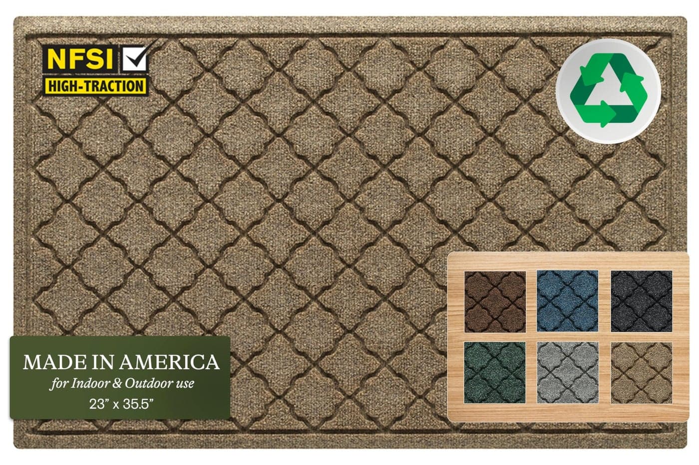 WaterHog Heavy Duty Doorway Mat 2 x 3 Made in USA Durable SkidResistant Entryway Mat WaterTrapping IndoorOutdoor Decorative Floor Covering Cordova Collection KhakiCamel