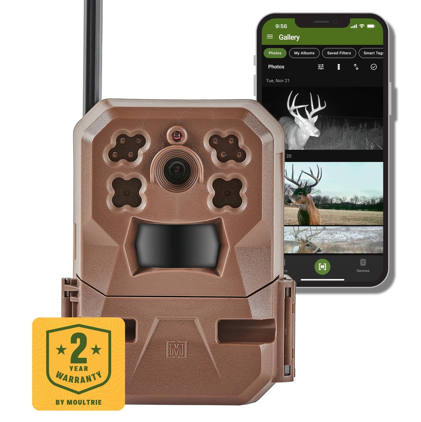 Moultrie Edge Cellular Trail Camera -Auto Connect - Nationwide Coverage - 720p Video with Audio - Built in Memory - Cloud Storage - 80 ft Low Glow IR LED Flash