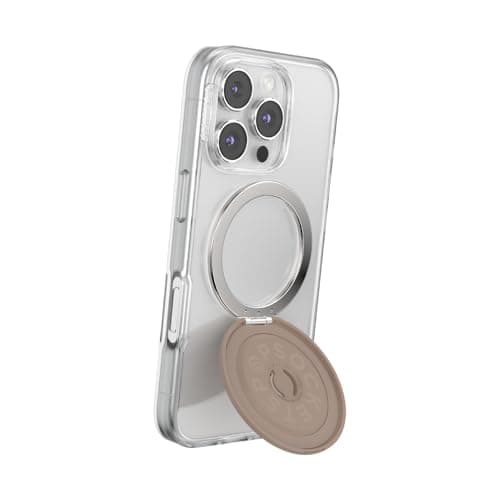 PopSockets Kick-Out Grip for MagSafe, Phone Grip with Built-in Phone Stand, Adjustable Kickstand for Portrait or Landscape, Strong Magnetic Hold, Wireless Charging Compatible - Latte