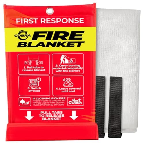 Mart Cobra Emergency Fire Blanket for Home and Kitchen 1 Pack Fire Blankets Emergency for Home Safety 40 x 40 Suppression Shield Retardant Extinguisher Fiberglass Welding Fireproof Cloth Towel