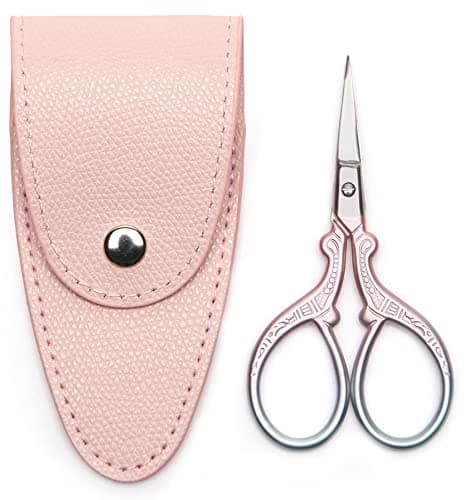 GAIFONGRE 36 inch Small Sewing Scissors Mini Scissors in a Pouch All Purpose with Leather Sheath Cover Color PINK Green