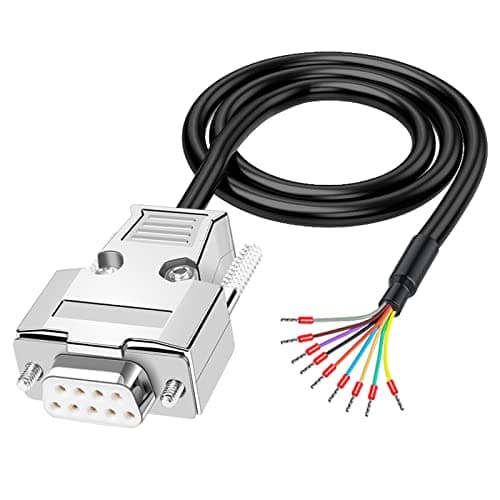 ANMBEST DB9 Solderless Breakout Connector with 5Ft 24AWG Replacement Cable, Metal Shell RS232 D-SUB Serial to 9-Pin Port Terminal Female Adapter Connector Breakout Board