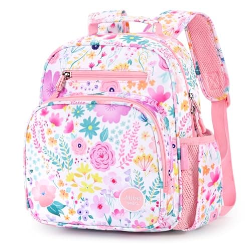 mibasies Toddler Backpack for Girls 24 Preschool Kindergarten Backpack Cute Kids Backpacks for Girls Flower Pink