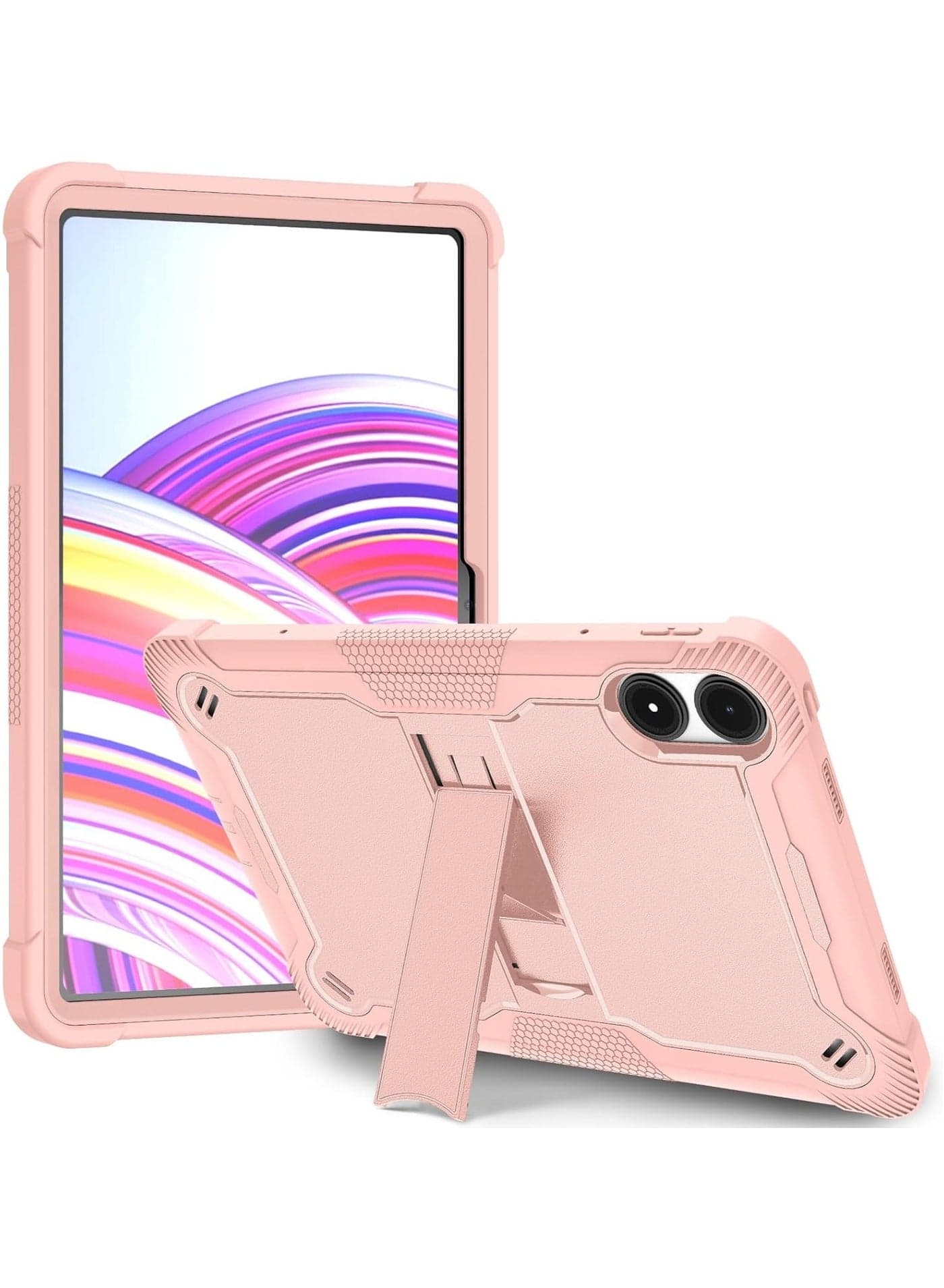 Kids Silicone Protective Case for Xiaomi Poco Pad 121 Inch 2024 Lightweight Anti Fall Soft Cover with Hidden Stand Pink