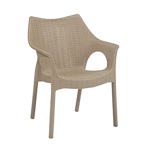 SkyGlamour Supreme Cambridge Heavy Durable Plastic Chair with Steel Legs for Home, Office, Garden and Restaurents (Pack of 1, Beige)