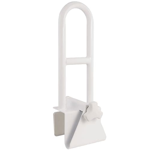Vaunn Medical Adjustable Bathtub Safety Rail Shower Grab Bar Handle, Stainless Steel, White