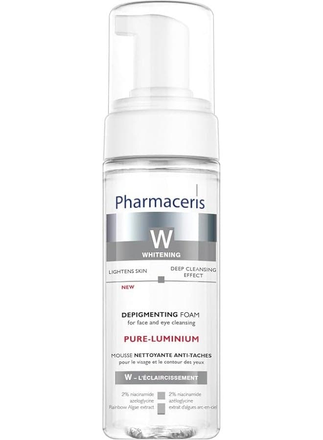 Pharmaceris W Pure Luminum Depigmenting Foam, 150ml - Brightening Face Cleanser for Hyperpigmentation & Uneven Skin Tone, Gentle Daily Care