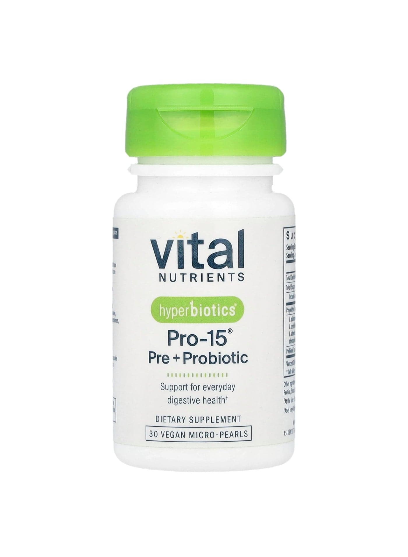 Hyperbiotics, Pro-15, Pre + Probiotic, 30 Vegan Micro-Pearls