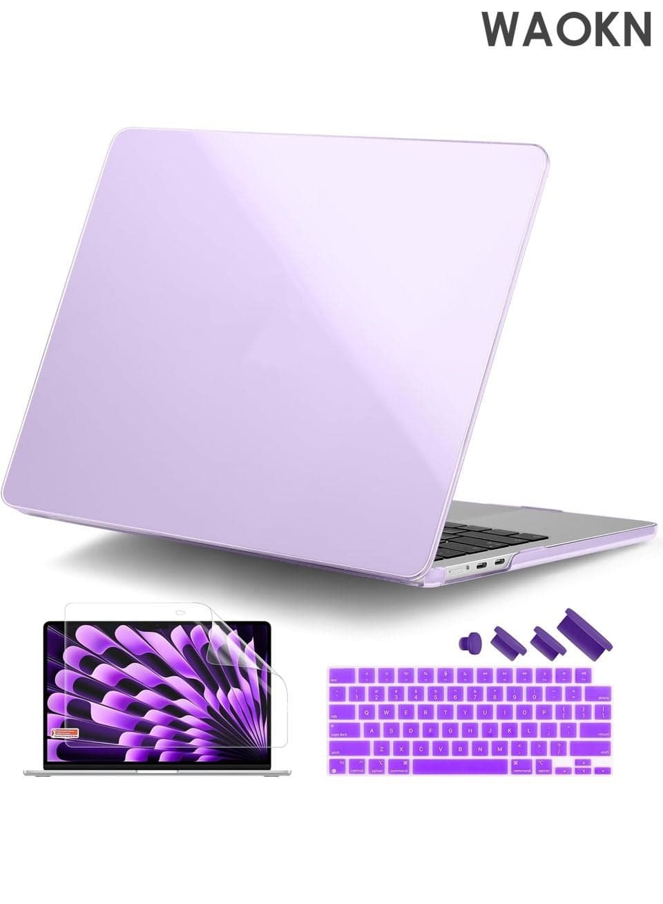 Compatible with M4 MacBook Air 15 Inch Case 2025 2024 2023 A3241 A3114 A2941 M3 M2 with Liquid Retina Display & Touch ID, Protective Plastic Hard Shell Cover 15" - Crystal Purple