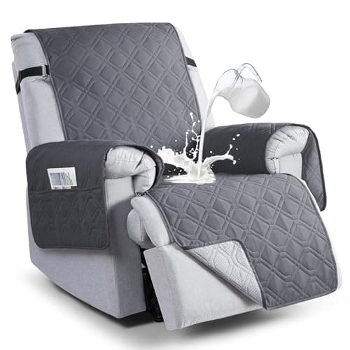 VANSOFY 100 Waterproof Recliner Chair Covers Recliner Cover NonSlip Dog Chair Cover Furniture Protector Washable Slipcover with Pocket Elastic Straps for Pets DogsDark Gray 28