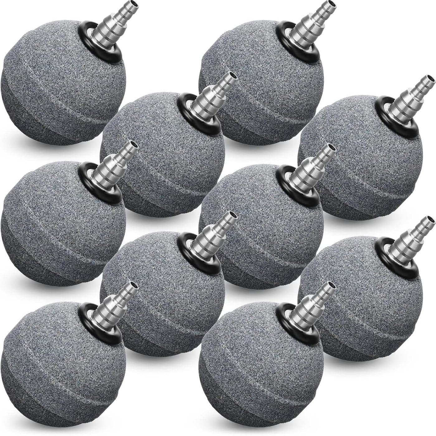 Reginary 10 Pieces Aquarium Air Stones 2 Inch Air Stone for Pond Hydroponics Ball Bubbler Oxygen Diffuser for Pump Fish Tank Bucket and DWC Reservoirs Gray