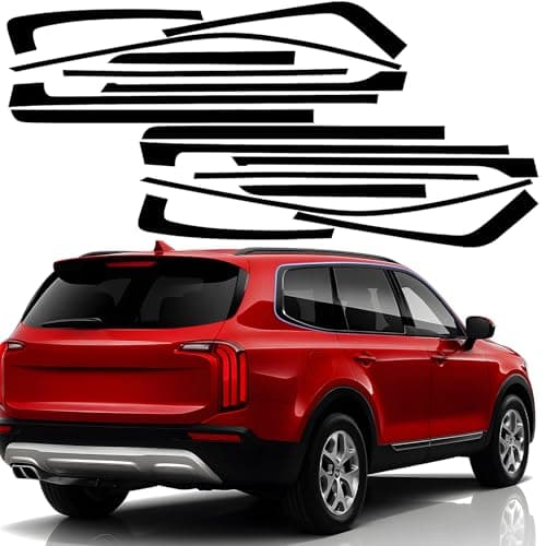 MusTree Chrome Delete Vinyl Wrap Kit fit for 2020-2025 Kia Telluride Accessories Side Window Trim with Gloss Black Blackout Film