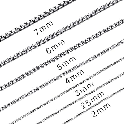 SANNYRA Silver Chain for Men - 5mm 18 Inches Stainless Steel Chains for Mens - Dog Tag Necklace for Pendant, Round Rolo Necklaces for Women