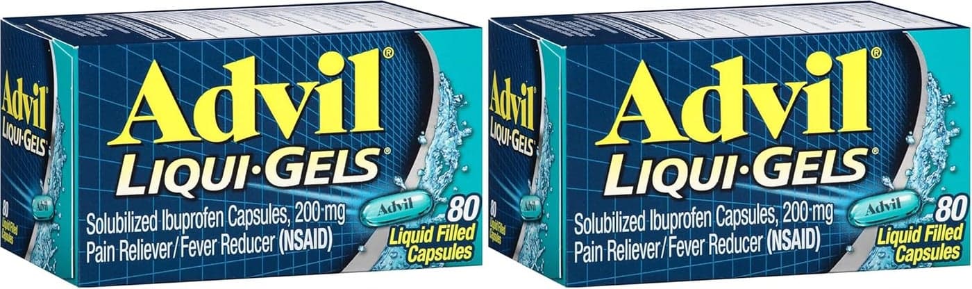 Advil LiquiGels Pain Reliever and Fever Reducer Pain Medicine for Adults with Ibuprofen 200mg for Headache Backache Menstrual Pain and Joint Pain Relief 80 Liquid Filled CapsulesPack of 2