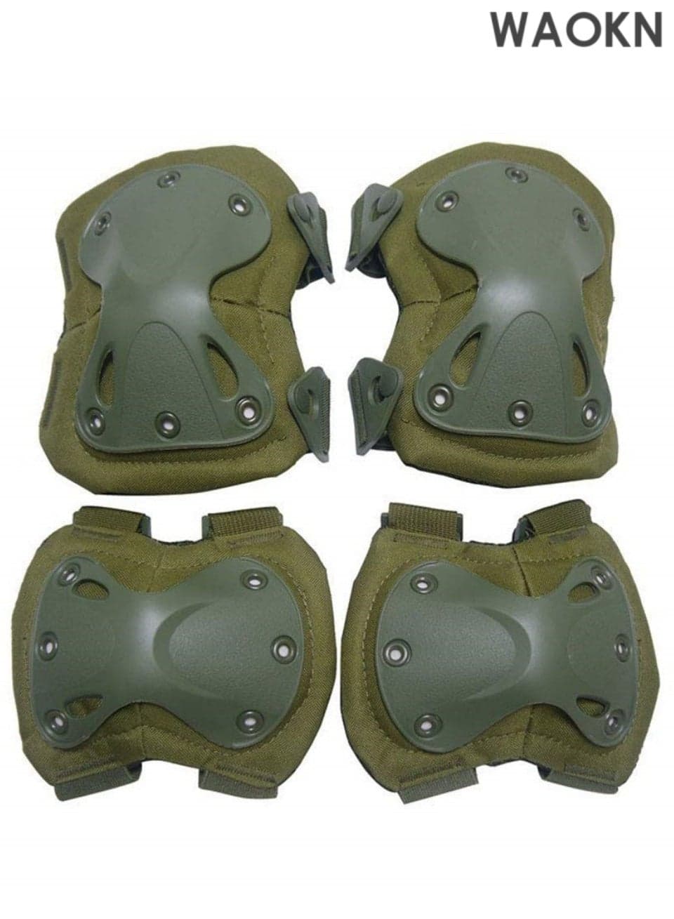 Tactical Professional Protective Pads Set for Outdoor - Heavy Duty Elbow & Knee Pads with Adjustable Straps - Anti-Slip Shock Absorbing Safety Gear for Men - Durable Workwear Equipment in Green
