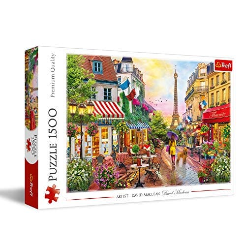 Trefl Charming Paris 1500 Piece Jigsaw Puzzle Red 33"x 23" Print, DIY Puzzle, Creative Fun, Classic Jigsaw for Adults and Children from 14 Years Old