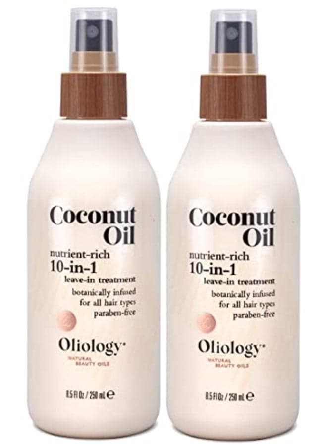 Oliology Coconut Oil 10in1 Multipurpose Spray Leave in Treatment for All Hair Types Detangles Controls Frizz Hydrates Moisturizes Made in USA Cruelty Free Paraben Free 85 oz 2 Pack