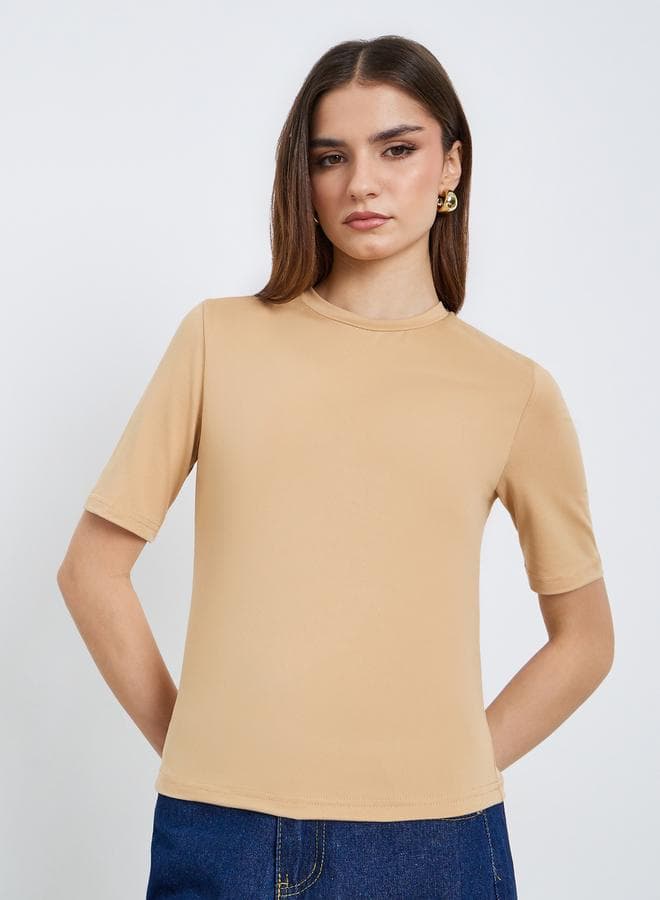 Pack of 2 - Solid Round Neck Fitted T-Shirt