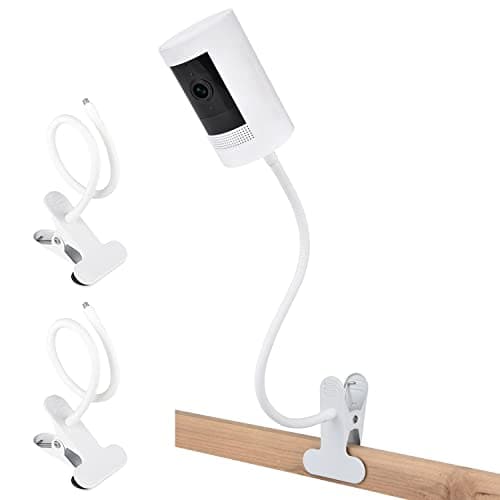 2Pack Clamp Mount for Ring Stick Up Cam & Ring Indoor Cam 1st Gen, Flexible Gooseneck Mounting Bracket to Attach Your Camera Anywhere with No Tools - White