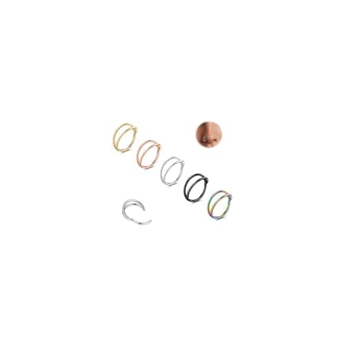 FASACCO 5 Pcs 20G 18G 16G Nose Rings Hoop Set Double Triple 316L Surgical Steel Nose Hoop Helix Septum Piercing Cartilage Hoop for Women
