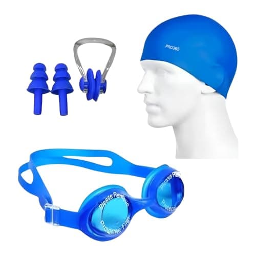PRO365 Swimming Kit Set For Men & women with Goggles, Silicon Cap, Earplugs, Nose Clip (6 Months Warranty from PRO365, Multicolor)