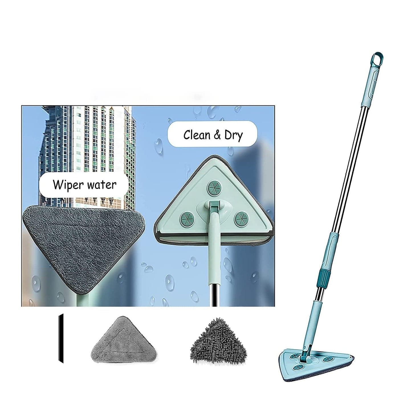 Shoprix 360 Degree Rotatable Triangle Mop Adjustable Chenille Microfiber Mop Multifunctional Triangular Cleaning Supplies for Glass Floor Wall Gap Corner