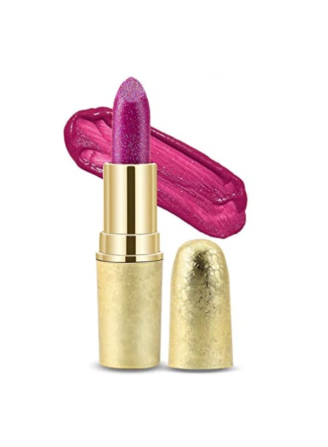 Boobeen Glitter Lipstick Hydrating Lip Balm Sparkling Shine Lip Color Nonstick Highly Pigmented Formula Gives Metallic Finish Lip Makeup for Women and Girls