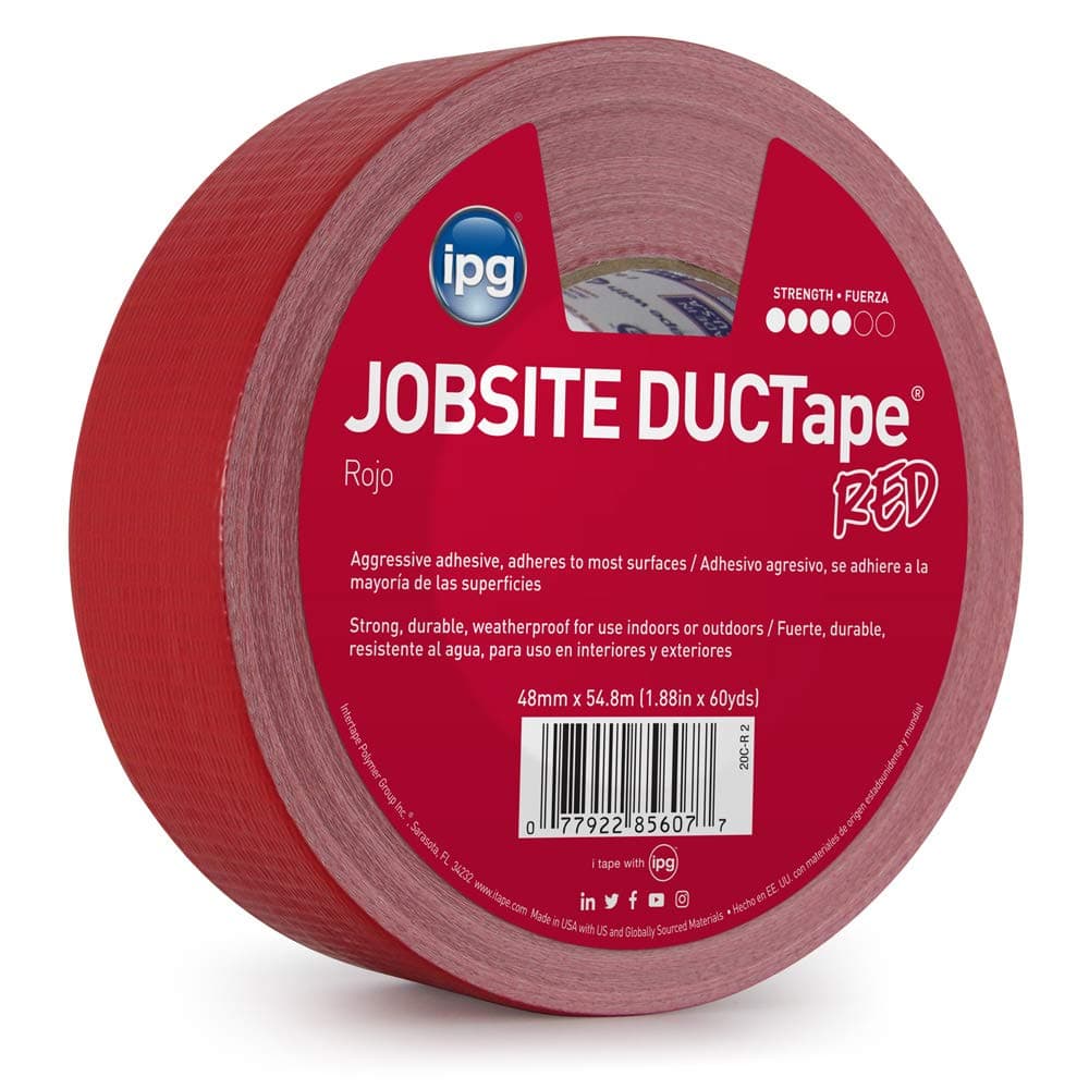 IPG JobSite DUCTape Colored Duct Tape 188 x 60 yd Red Single Roll
