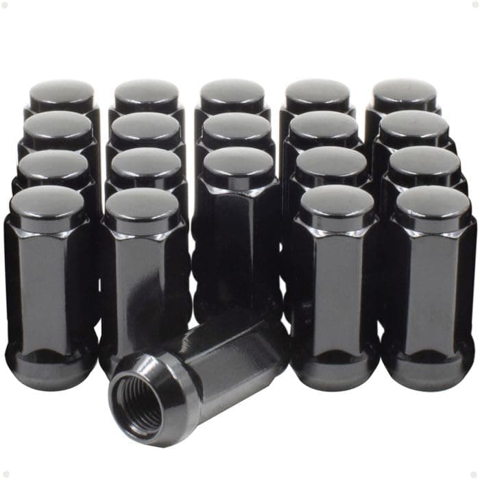Wheel Accessories Parts 20 Pcs M14x1.5 14x1.5 Thread Bulge Acorn 1.90" Long Lug Nuts Black 3/4" 19mm Hex Fits 1990-99 Chevy C1500 GMC 1500 2012-18 Ram 1500 2019+ Ram 1500 Classic
