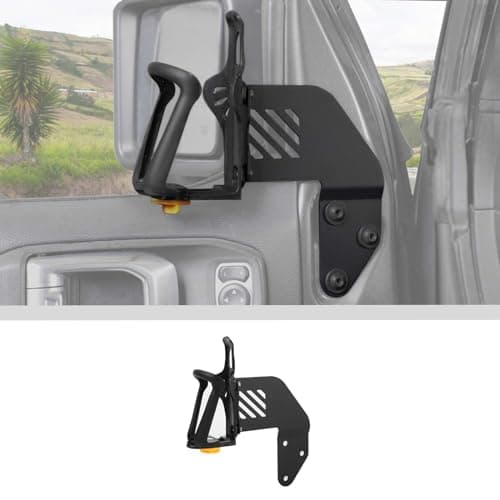 JWWY for Jeep JL Front Door Cup Holder Drink Holder on Driver's Left Side Beverage Rack for 2018-2025+ Jeep Wrangler JL JLU & Gladiator JT 4xe Interior Accessories Alloy