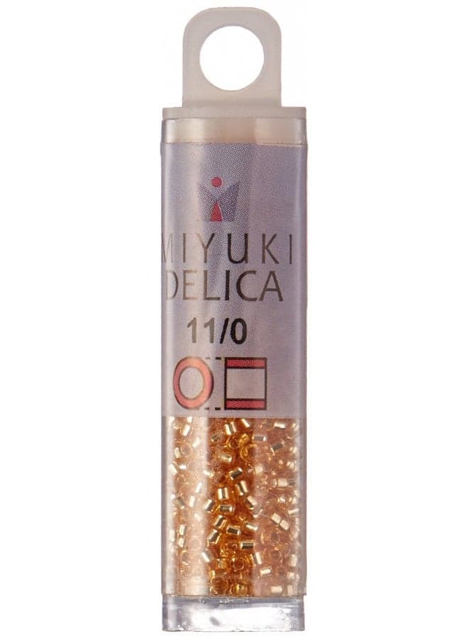 Miyuki DB042 7.2gm Delica Seed Beads, Size 11/0, Silver Lined Gold