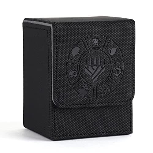 Arkeiliy Card Deck Box 110 Storage MTG Deck Box with 50 Pcs Card Sleeve Collectible Trading Card Cases for Magic Commander and More Black