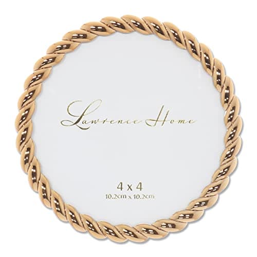 Lawrence Frames Rope Design Metal Frame, 4x4 Round, Gold