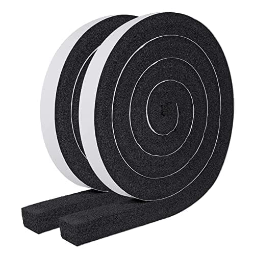 MAGZO Weather Stripping Door Seal 1 Inch W x 1 Inch T, Strong Adhesion and High Resilience Air Conditioner Foam Insulation for Windows, Total Length 13 Feet (6.5ft x 2 Rolls)